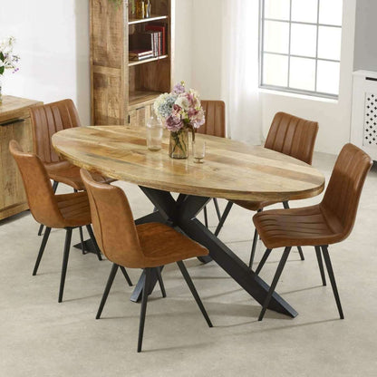 Surrey Solid Wood & Metal 6-8 Seater Oval Dining Table