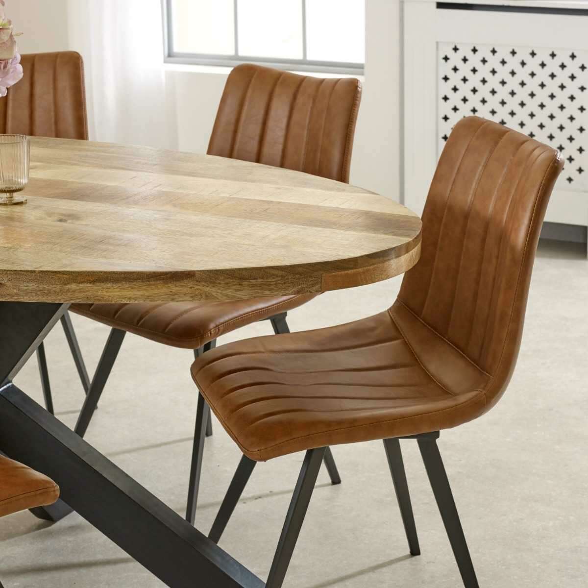 Surrey Solid Wood & Metal 6-8 Seater Oval Dining Table