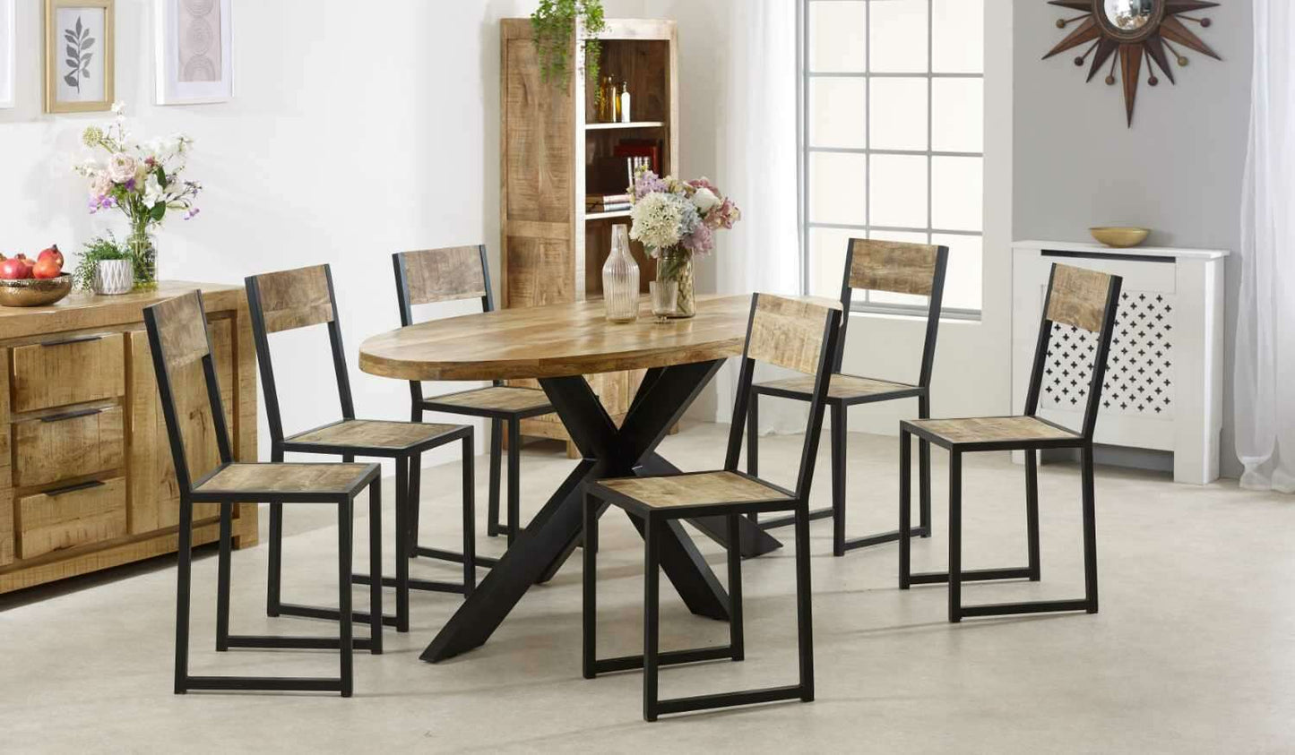 Surrey Solid Wood & Metal 6-8 Seater Oval Dining Table