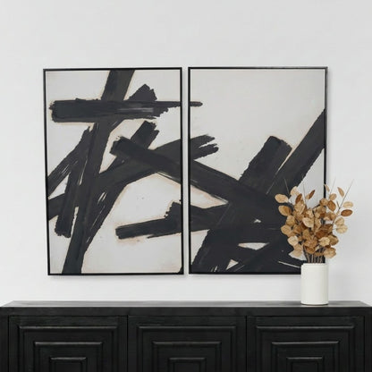 Large Impasto Brushstrokes Framed Wall Art (Set of 2)