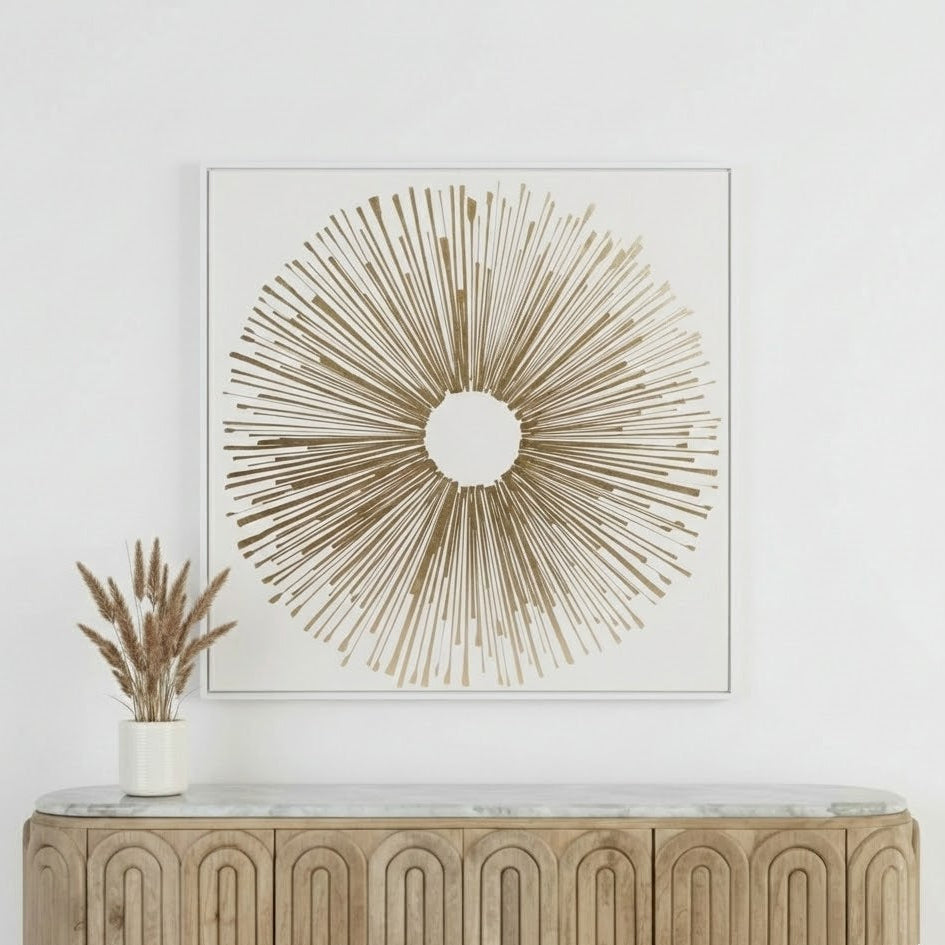 Canvas Golden Foiled Sunburst Framed Wall Art