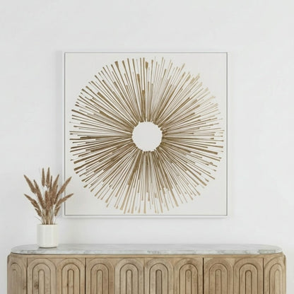 Canvas Golden Foiled Sunburst Framed Wall Art