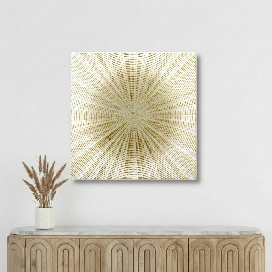Metal Light Grey and Gold Starburst Wall Art