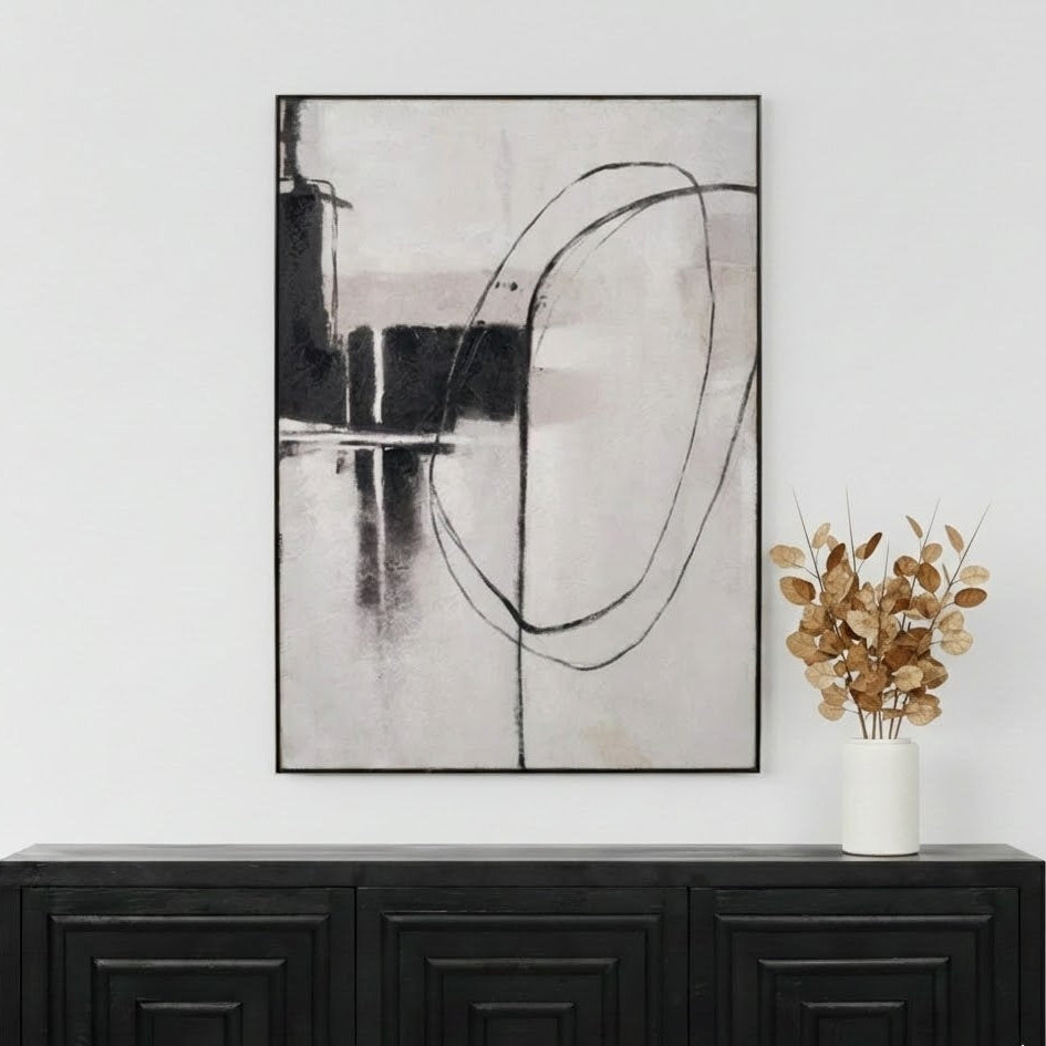 Canvas Monochrome Abstract with Black Frame