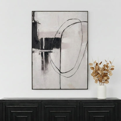 Canvas Monochrome Abstract with Black Frame