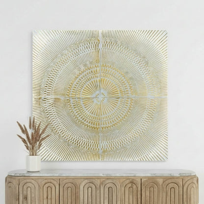 Textured Metal Antique White and Gold Wall Art