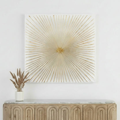 Metal White and Gold Sunburst Wall Art