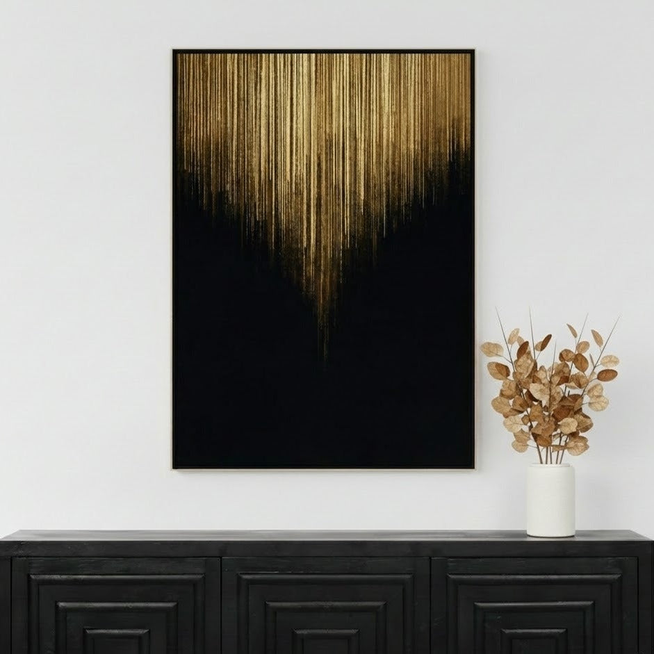 Canvas Golden Rain Foiled Framed Wall Art