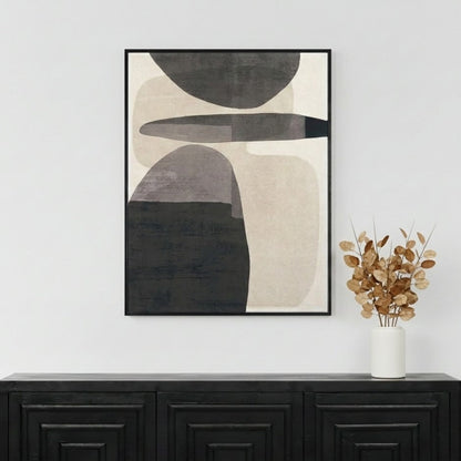 Canvas Natural and Black with Ovals Design and Black Frame