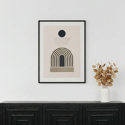 Art Deco Print with Linear Gold Detail and Black Frame