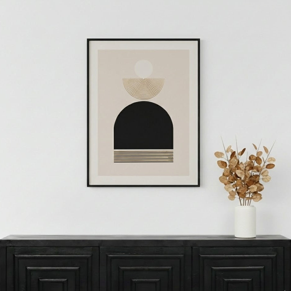 Art Deco Print with Gold Detail and Black Frame