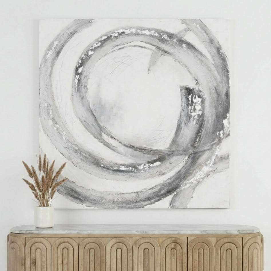 Galaxy Silver And Grey Hand Painted Canvas Wall Art