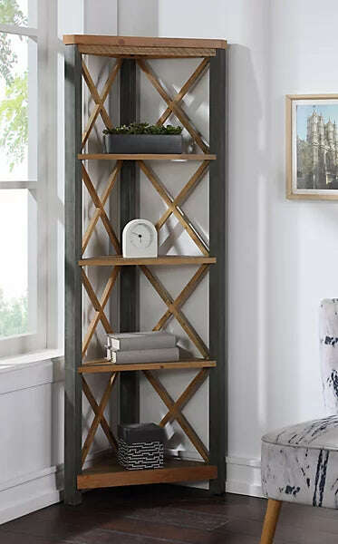 Urban Elegance Reclaimed Large Corner Bookcase