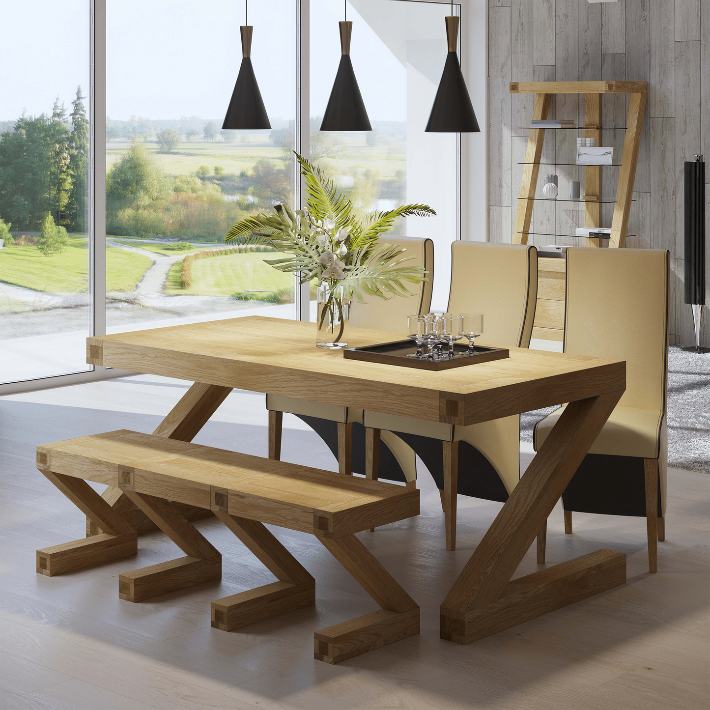Z Solid Oak Large Dining Table